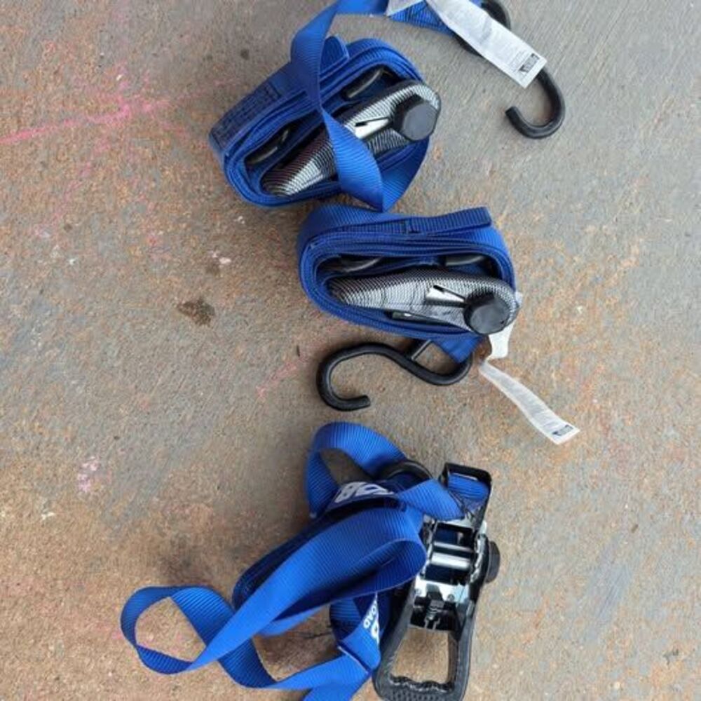 Set of 3 Blue Ratchet Tie Down Straps